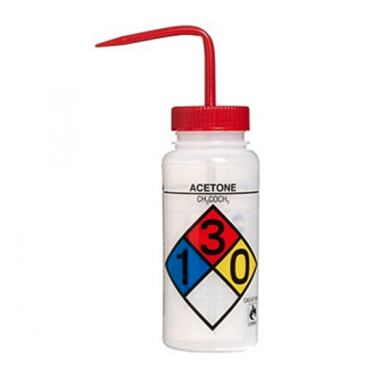 SP Bel-Art Safety-Labeled 4-Color Acetone Wide-Mouth Wash Bottles ...