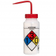 Bel-Art Safety-Labeled 4-Color Acetone Wide-Mouth Wash Bottles; 1000ml (32oz), Polyethylene w/Red Polypropylene Cap (Pack of 4)