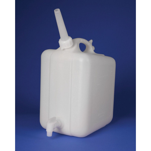 Bel-Art Polyethylene Jerrican with Spigot; 10 Liters (2.5 Gallons), Screw Cap, ¾ in. I.D. Spout