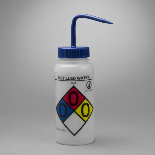 Bel-Art GHS Labeled Safety-Vented Distilled Water Wash Bottles; 500ml (Pack of 4)