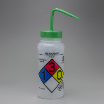 Bel-Art GHS Labeled Safety-Vented Methanol Wash Bottles; 500ml (Pack of 4)