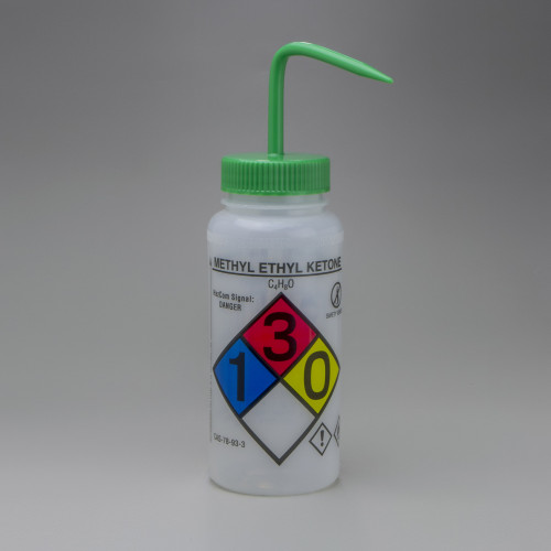 Bel-Art GHS Labeled Methyl Ethyl Ketone Wash Bottles; 500ml (Pack of 4)