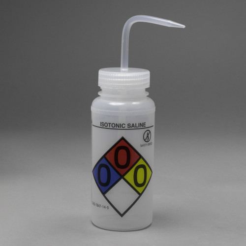 Bel-Art GHS Labeled Safety-Vented Isotonic Saline Wash Bottles; 500ml (Pack of 4)