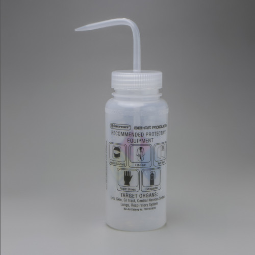Bel-Art GHS Labeled Safety-Vented Ethanol Wash Bottles; 500ml (Pack of 4)