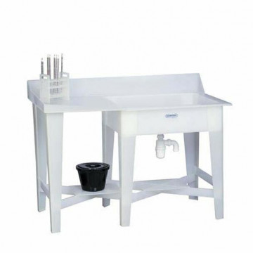 Bel-Art Polypropylene 20 Gallon Left Side Sink with Right Side Drainboard; 30 x 24 x 8 in.