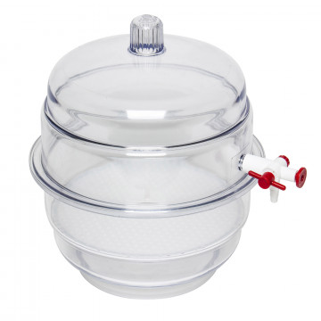 Bel-Art "SPACE SAVER" Polycarbonate Vacuum Desiccator with Clear Polycarbonate Bottom; 0.31 cu. ft.