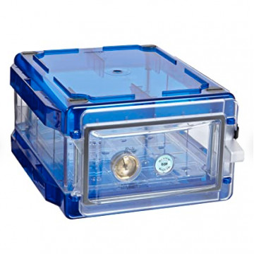 Bel-Art Secador® Clear 1.0 Horizontal Desiccator Cabinet with Blue End-Caps; 0.7 cu. ft.