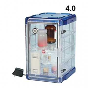 Bel-Art Secador® Vertical Profile Clear 4.0 Auto-Desiccator Cabinet with Blue End Caps; 230V, 1.9 cu. ft.