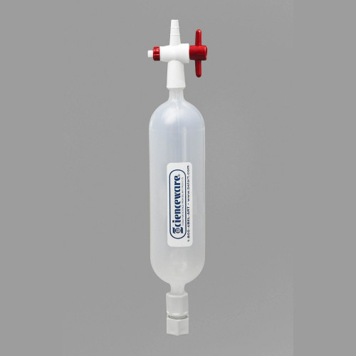 Bel-Art Polypropylene Gas Sampling Bulb with Stopcock and Septum Ends, 250cc