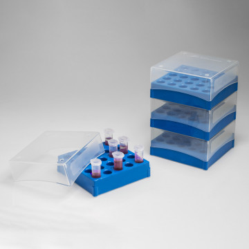 Bel-Art Polypropylene Freezer Box; For 5ml/13-16mm Conical Centrifuge Tubes, 25 Places (Pack of 4)