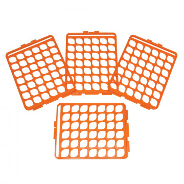 Bel-Art Switch-Grid Test Tube Rack Grids; For 10-13mm Tubes, Orange (Pack of 4)