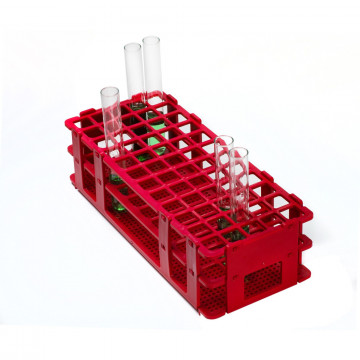 Bel-Art No-Wire Test Tube Rack; For 13-16mm Tubes, 60 Places, Red