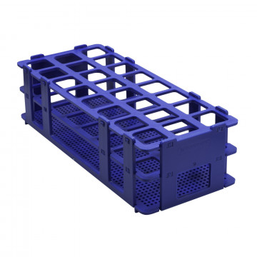 Bel-Art No-Wire Test Tube Rack; For 20-25mm Tubes, 24 Places, Blue