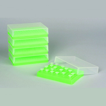 Bel-Art PCR Rack; For 0.2ml Tubes, 96 Places, Fluorescent Green (Pack of 5)