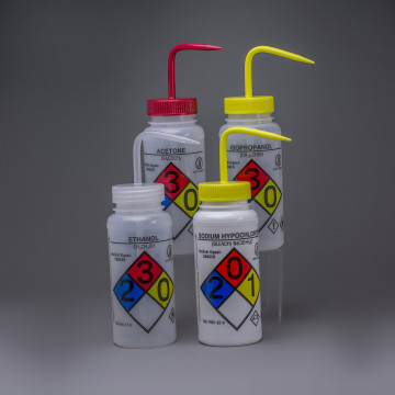 Bel-Art GHS Labeled Safety-Vented Assorted Wash Bottles; 500ml (Pack of 4)