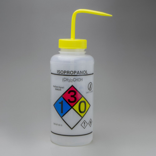 Bel-Art GHS Labeled Safety-Vented Isopropanol Wash Bottles; 1000ml (Pack of 2)
