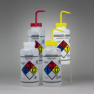Bel-Art GHS Labeled Safety-Vented Assorted Wash Bottles; 1000ml (Pack of 4)