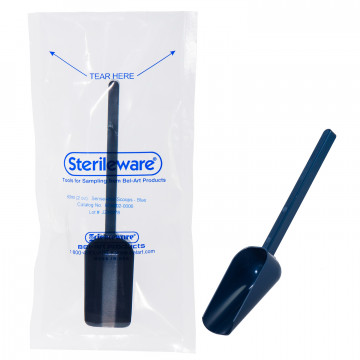 Bel-Art Sterileware Metal Detectable Sterile Sampling Scoop; 60ml (2oz), Plastic, Individually Wrapped, Blue (Pack of 100)