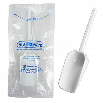 Bel-Art Sterileware Sterile Sampling Scoop; 125ml (4oz), White, Plastic, Individually Wrapped (Pack of 100)
