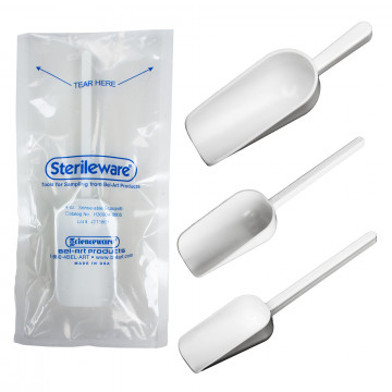 Bel-Art Sterileware Double Bagged Sterile Sampling Scoops; 125ml (4oz), White