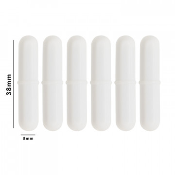 Bel-Art Spinpak® Teflon® Octagon Magnetic Stirring Bar; 38 x 8mm, White (Pack of 6)