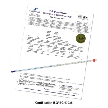 Bel-Art H-B DURAC Plus Calibrated Liquid-In-Glass Laboratory Thermometer; -50 to 50C, Total Immersion, Organic Liquid Fill