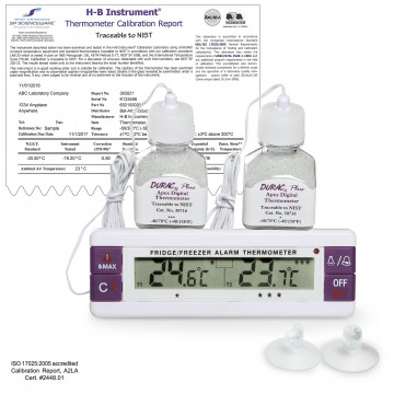 Bel-Art H-B Frio Temp Calibrated Dual Zone Electronic Verification Thermometer; -40/70C (-40/158F), Incubator Calibration