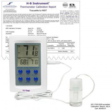 Bel-Art H-B Frio Temp Calibrated Dual Zone Electronic Verification Thermometer; -50/70C (-58/158F) and 0/50C (32/122F), Refrigerator Calibration