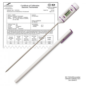 Bel-Art, H-B DURAC Calibrated Electronic Stainless Steel Stem Thermometer, -50/300C (-58/572F), 197mm (7.75 in.) Probe