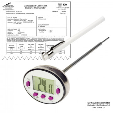 Bel-Art, H-B DURAC Calibrated Electronic Stainless Steel Stem Thermometer, -40/232C (-40/450F), 127mm (5 in.) Probe