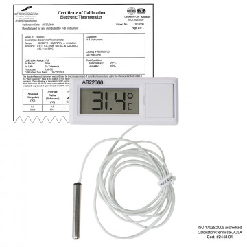 Bel-Art, H-B DURAC Calibrated Electronic Thermometer with Waterproof Sensor; -50/200C (-58/392F)