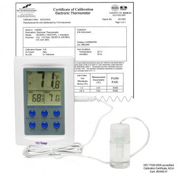 Bel-Art, H-B Frio Temp Calibrated Dual Zone Electronic Verification Thermometer; -50/70C (-58/158F) and 0/50C (32/122F); General Calibration
