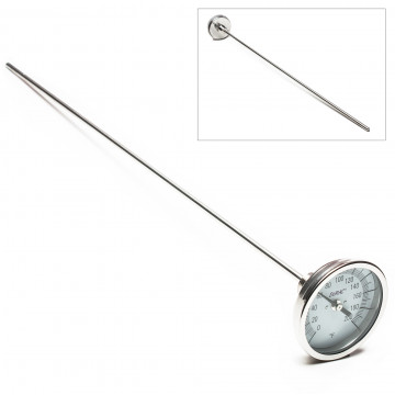 Bel-Art H-B DURAC Bi-Metallic Dial Thermometer; Stem Length: 61mm, 0 to 200F, 1/2 in. NPT Threaded Connection, 75mm Dial