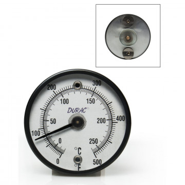 Bel-Art H-B DURAC Bi-Metallic Surface Temperature Thermometer; -20/260C (0/500F), 50mm (2 in.) Dial, Double Magnet
