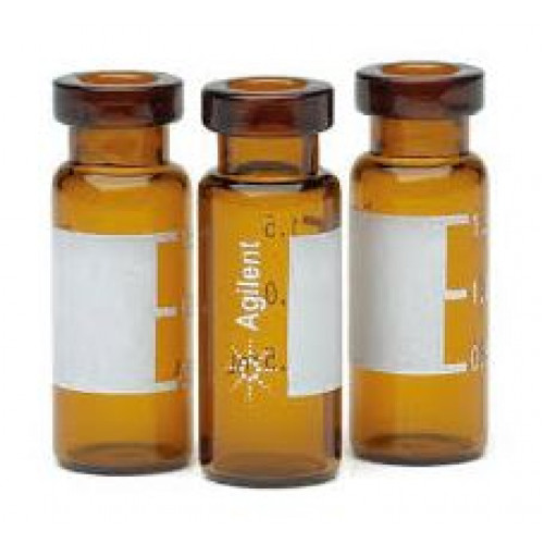 Agilent Vial, crimp top, amber, write-on spot, 2mL, 100/pk. Vial size: 12 x 32mm (11mm cap)