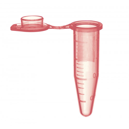 Labcon 1.5 mL SuperClear® Microcentrifuge Tubes with Extra Large Attached Caps, Red, in Resealable Bags (500pcs x 10 packs)