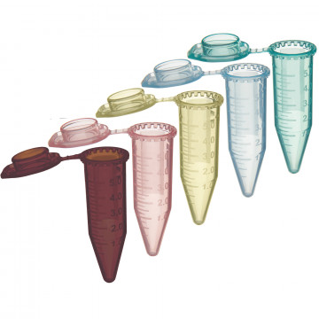 Labcon 5.0 mL SuperClear® Centrifuge Tubes with Attached Caps, Assorted Colors, in Resealable Bags (200pcs x 10 packs)
