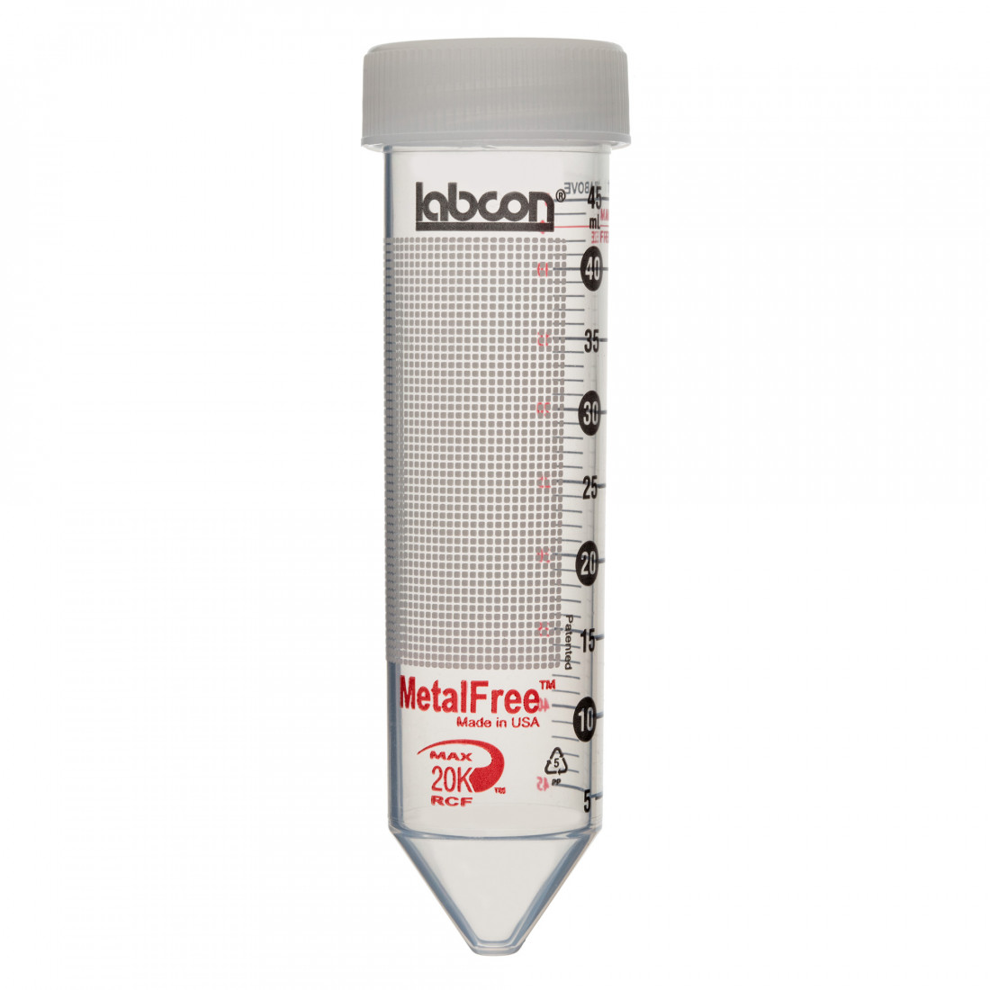 Labcon 50 mL MetalFree® Centrifuge Tubes with Flat Caps, 50 per Bag
