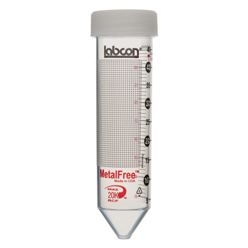 Labcon 50 mL MetalFree™ Centrifuge Tubes with Flat Caps, 50 per Bag, Sterile (50pcs x 10 bags) Labcon 50 mL MetalFree™ Centrifuge Tubes with Flat Caps, 50 per Bag, Sterile (50pcs x 10 bags)