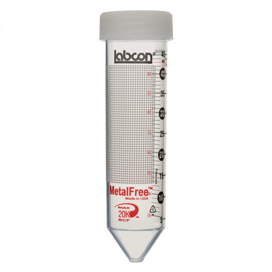 Labcon 50 mL MetalFree™ Centrifuge Tubes with Flat Caps, 50 per Bag, Sterile (50pcs x 10 bags) Labcon 50 mL MetalFree™ Centrifuge Tubes with Flat Caps, 50 per Bag, Sterile (50pcs x 10 bags)
