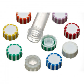 Labcon Screw Caps with Elastomeric Seal for SuperClear® microtubes, Natural Color, in Bags (500pcs x 10 packs)