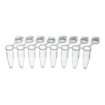 Labcon PurePlus® 0.2 mL 8-Well PCR Tube Strips with Individually Attached Clear Flat Caps, in Bags (120pcs x 10packs)