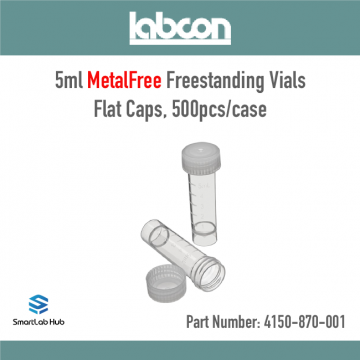  Labcon 5 mL MetalFree® Freestanding Vials with Flat Caps, in Bulk, 500 Qty/Case